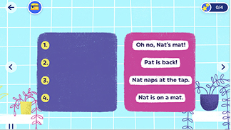 책 속 배운 문장 순서 맞추기 활동 화면